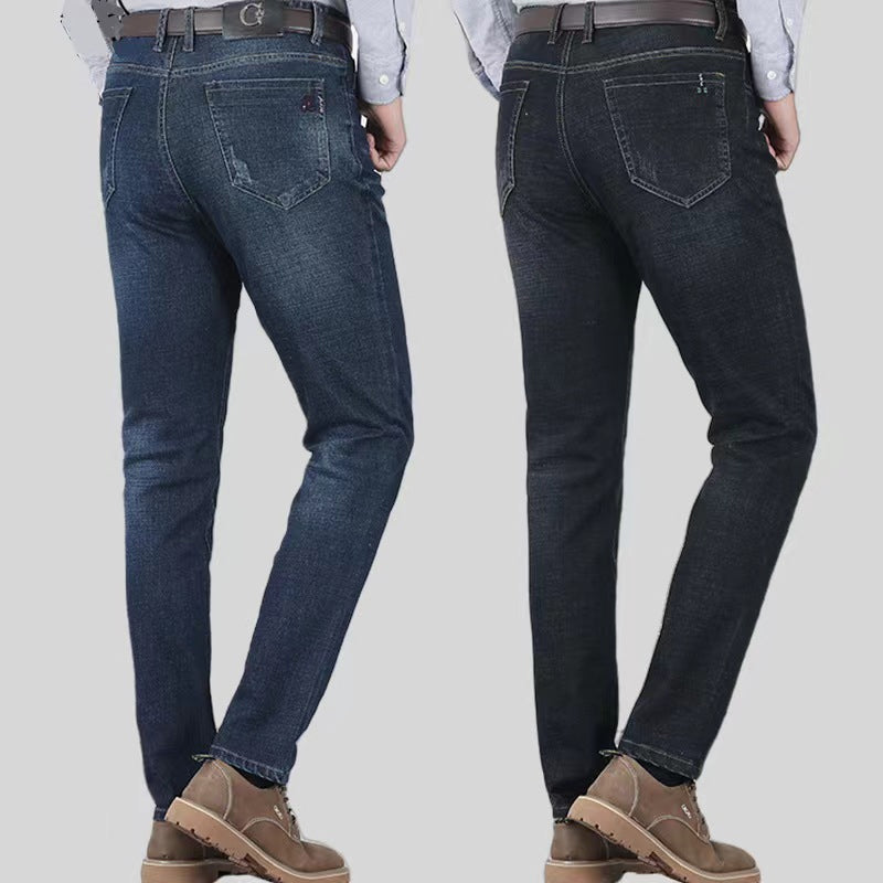 👖 Herenjeans met hoge taille en rechte pasvorm, van stretchstof