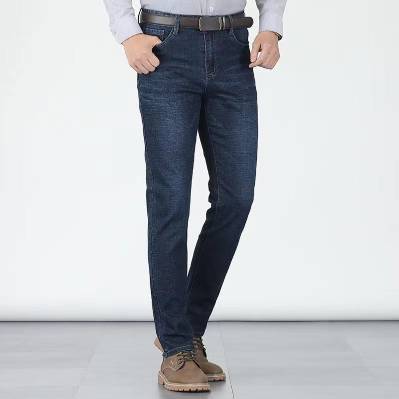 👖 Herenjeans met hoge taille en rechte pasvorm, van stretchstof