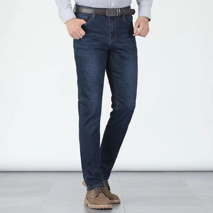 👖 Herenjeans met hoge taille en rechte pasvorm, van stretchstof