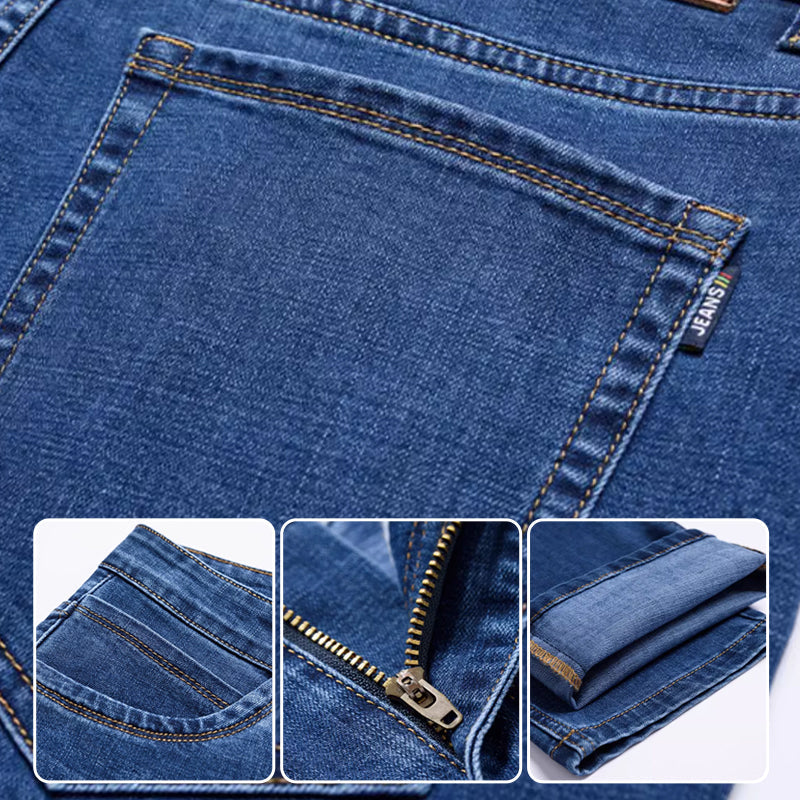 👖 Herenjeans met hoge taille en rechte pasvorm, van stretchstof