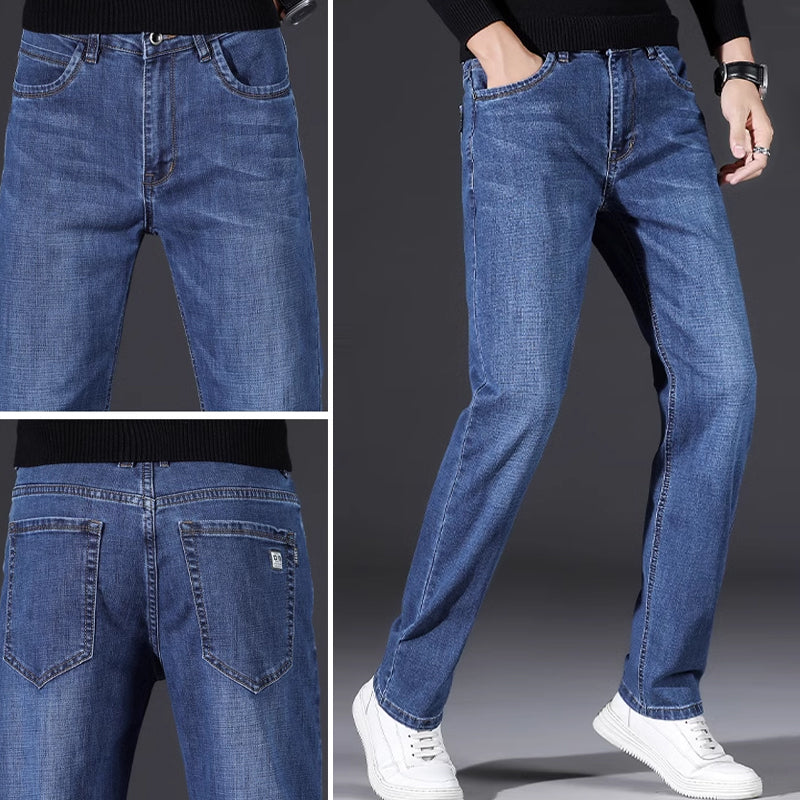 👖 Herenjeans met hoge taille en rechte pasvorm, van stretchstof
