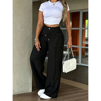 👖 Damesbroek met hoge taille en rechte pijpen