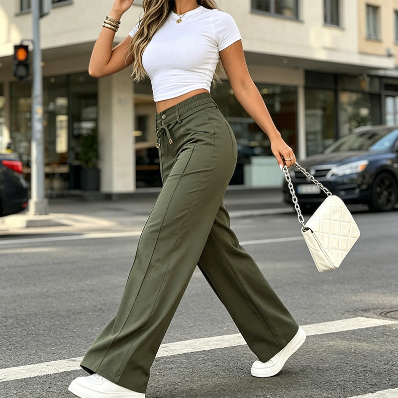 👖 Damesbroek met hoge taille en rechte pijpen