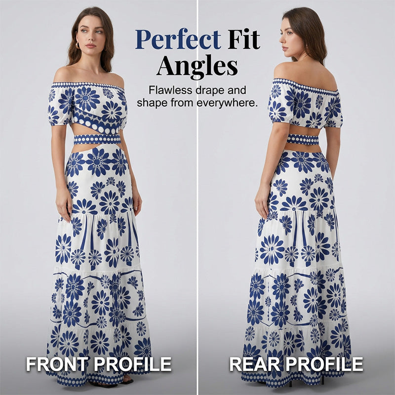 🎀 Damesresortjurk met blote schouders — uitsnijding bij de taille en madeliefjesprint 👗