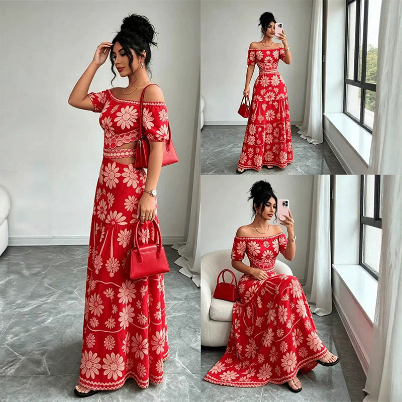 🎀 Damesresortjurk met blote schouders — uitsnijding bij de taille en madeliefjesprint 👗
