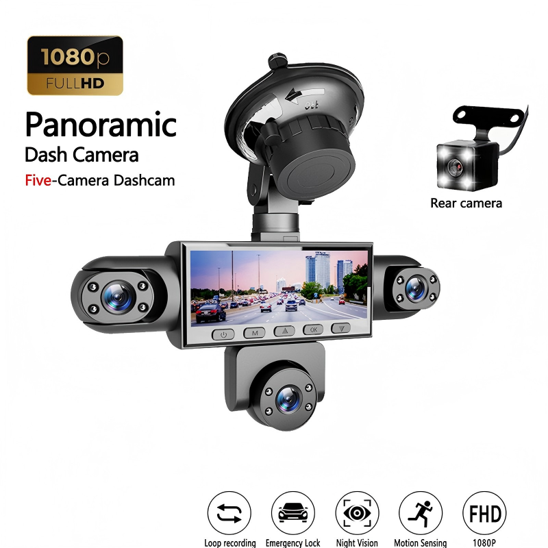 📷  HD 1080P Dashcam met Meerdere Lenzen & Nachtzicht – 360° Bescherming, 24u Parkeerbewaking 🚗🔥