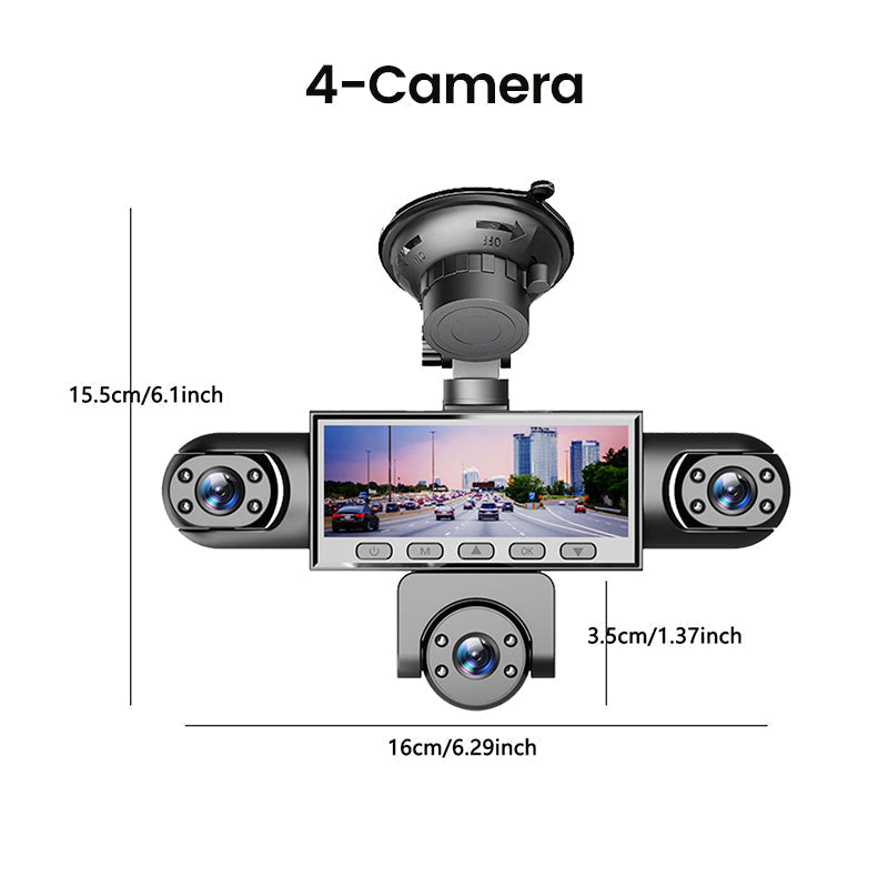 📷  HD 1080P Dashcam met Meerdere Lenzen & Nachtzicht – 360° Bescherming, 24u Parkeerbewaking 🚗🔥