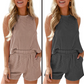 🌸 Gestreepte mouwloos vest en shorts tweedelige set
