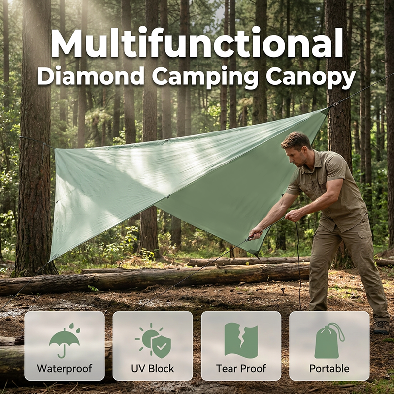 🪂 Draagbare ruitvormige campingluifel