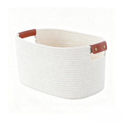 Woven Cotton Rope Storage Basket with Handles