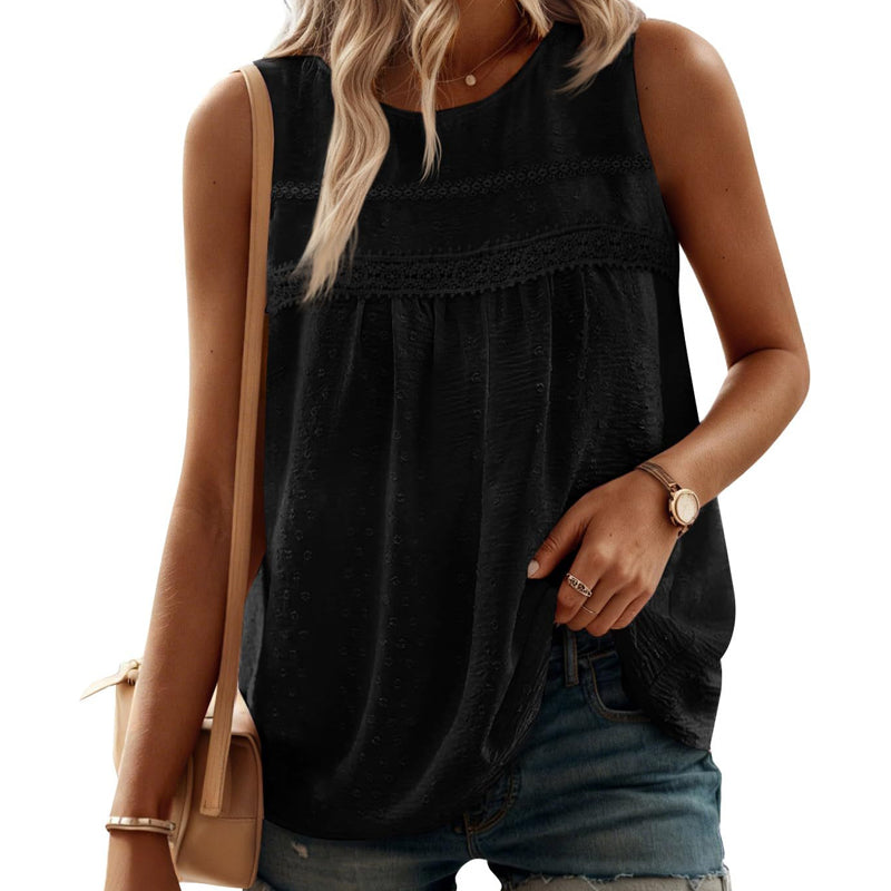 🌸 Mouwloze tanktop met kanten rand voor dames