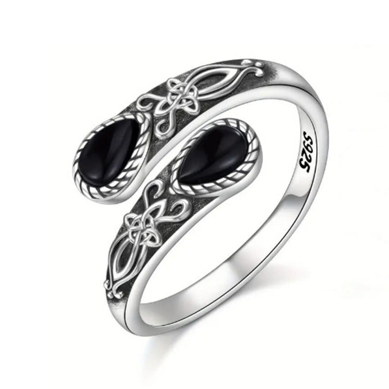 ✨ Vintage verstelbare open ring met een druppelvormige - lichtgevende zirkoon