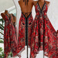 👗 Boho-maxi-jurk met diepe V-hals en halternek voor dames 🌸