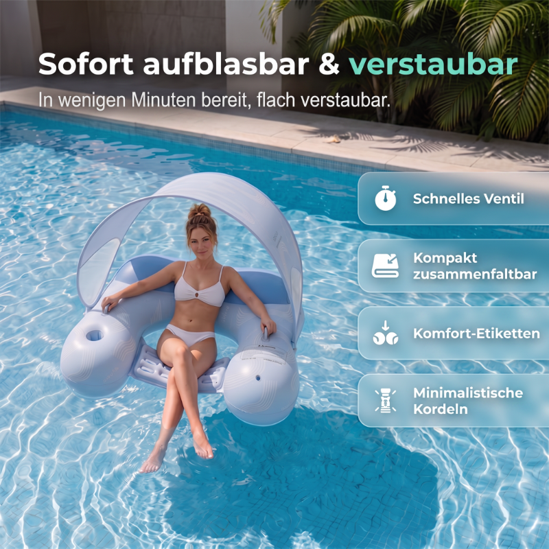 ⛱ Opblaasbare ligstoel voor bij het zwembad met afneembare luifel 💦