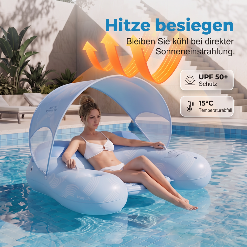 ⛱ Opblaasbare ligstoel voor bij het zwembad met afneembare luifel 💦