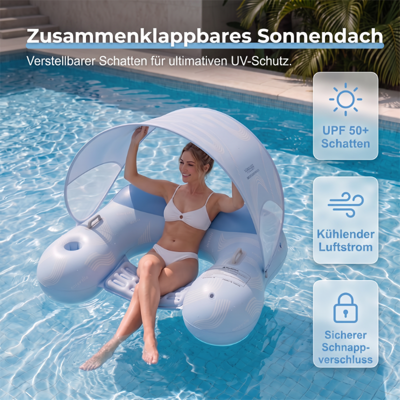 ⛱ Opblaasbare ligstoel voor bij het zwembad met afneembare luifel 💦