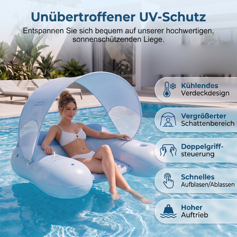 ⛱ Opblaasbare ligstoel voor bij het zwembad met afneembare luifel 💦