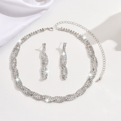 Fonkelende Strass Klauwketting Ketting & Oorbellen Set voor Dames