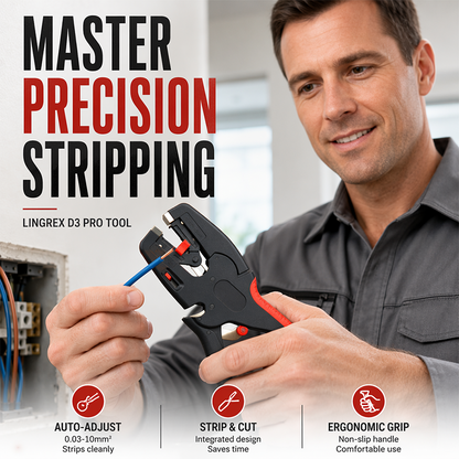 ⚡ 2-in-1 automatische draadstripper en -knipper — Zelfinstellend stripgereedschap