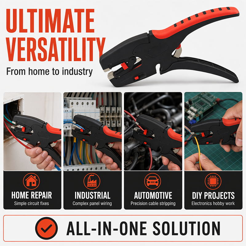 ⚡ 2-in-1 automatische draadstripper en -knipper — Zelfinstellend stripgereedschap