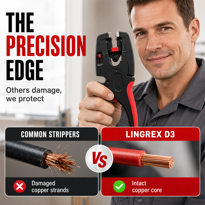 ⚡ 2-in-1 automatische draadstripper en -knipper — Zelfinstellend stripgereedschap
