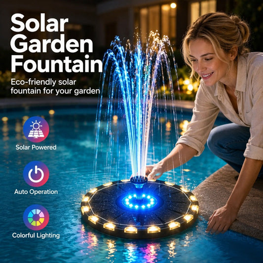 ☀️Zonne-energie fonteinpomp met 7-kleurige LED-verlichting💡