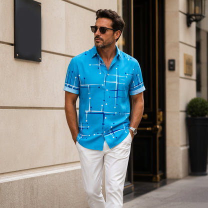 👔  Herenoverhemd met geometrische print, relaxte pasvorm en knopen ✨