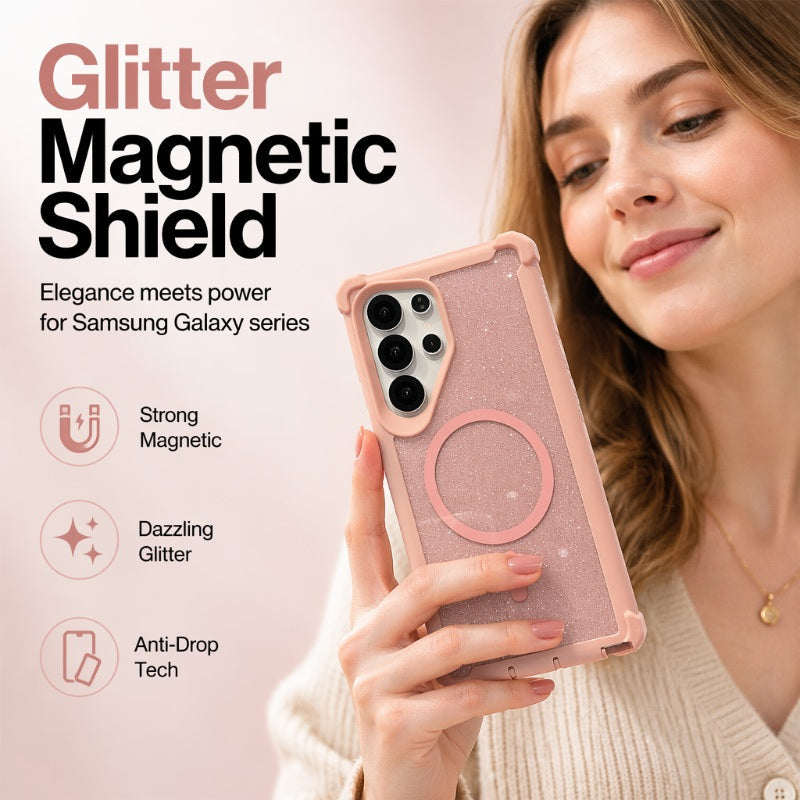 🛡️ Glanzend, glitterend, magnetisch, slank telefoonhoesje