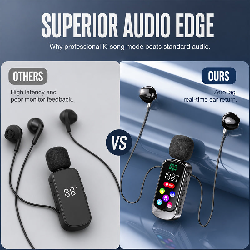🎧 Bluetooth-karaokeheadset met veilige veerklem voor om de kraag