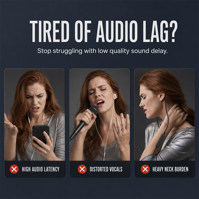 🎧 Bluetooth-karaokeheadset met veilige veerklem voor om de kraag