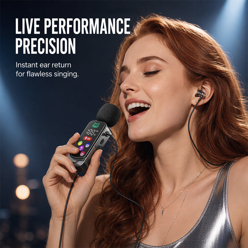 🎧 Bluetooth-karaokeheadset met veilige veerklem voor om de kraag