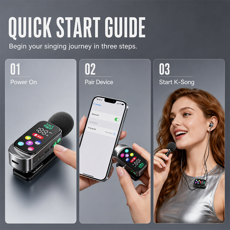 🎧 Bluetooth-karaokeheadset met veilige veerklem voor om de kraag