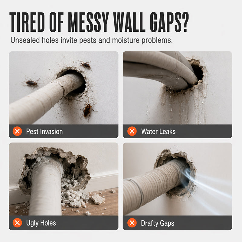 🧱  Waterdichte afdichtingsklei voor gaten in de muur voor airconditioningleidingen