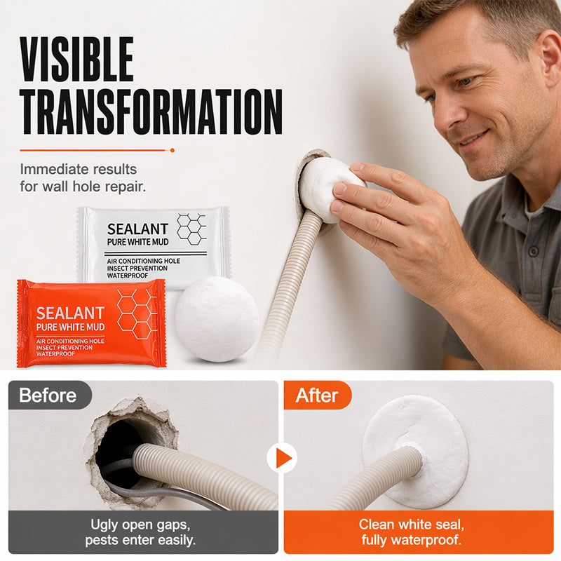 🧱  Waterdichte afdichtingsklei voor gaten in de muur voor airconditioningleidingen
