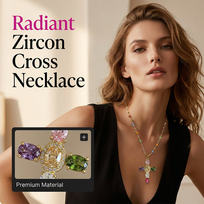 ✨ Kleurrijke ketting met zirkoon kruis-hanger voor dames