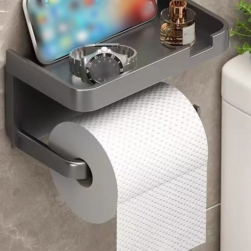 Toiletrolhouder voor aan de muur met opbergplank