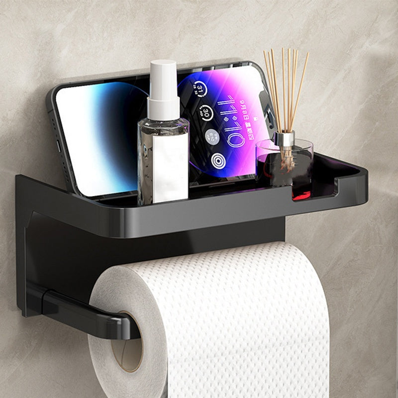 Toiletrolhouder voor aan de muur met opbergplank