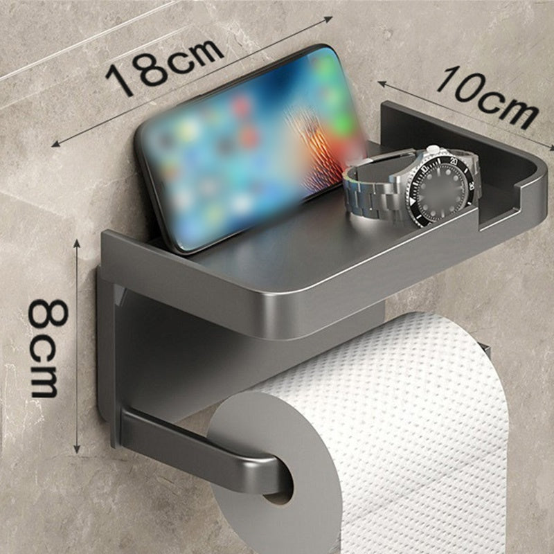 Toiletrolhouder voor aan de muur met opbergplank