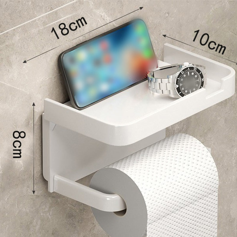 Toiletrolhouder voor aan de muur met opbergplank