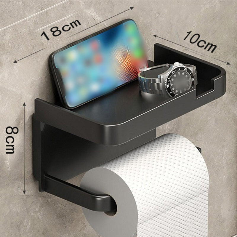 Toiletrolhouder voor aan de muur met opbergplank