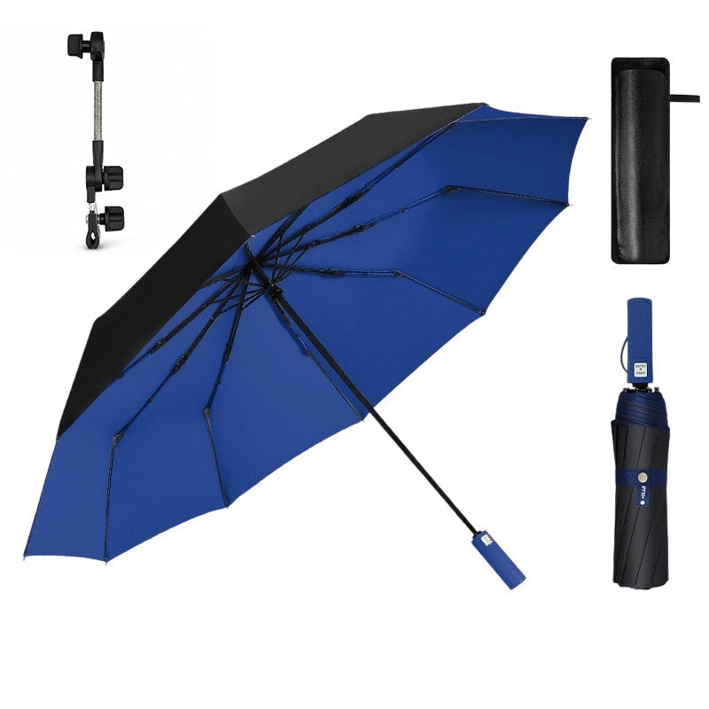 🌂Grote automatische zon- en regenspar – extra groot doek van 125 cm, UV-bestendig en sneldrogend.