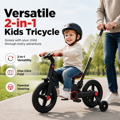 🚲 4-in-1 converteerbare kinderdriewieler, loopfiets en kinderwagen