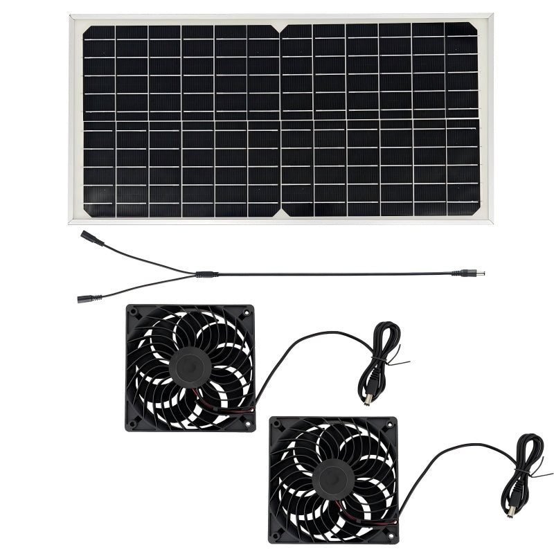 🌌 Waterdichte zonne-energieventilator voor buiten, met dubbele afzuigventilator