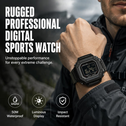 ⌚ NU 50% KORTING! 🌊 Digitaal sporthorloge – waterdicht tot 50 meter, verlicht LED-display en robuust ontwerp 🏔️