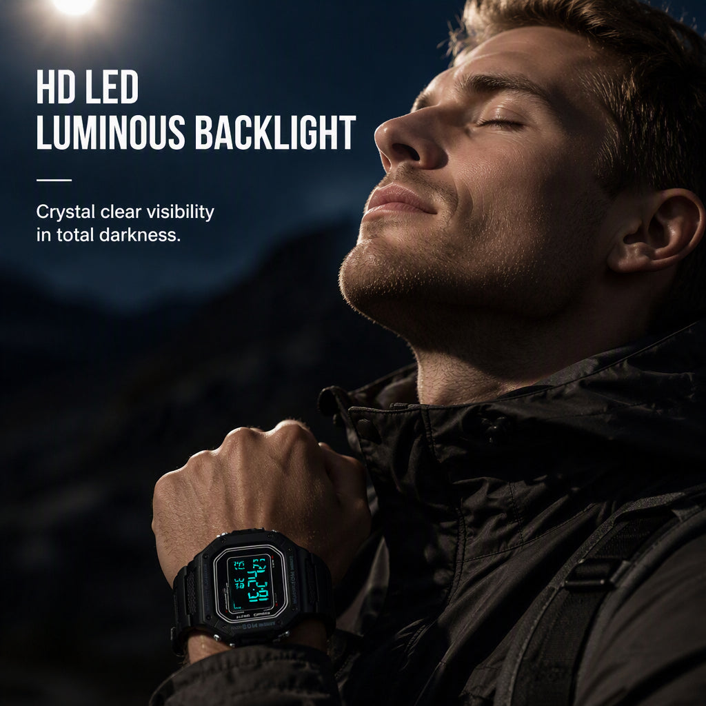 ⌚ NU 50% KORTING! 🌊 Digitaal sporthorloge – waterdicht tot 50 meter, verlicht LED-display en robuust ontwerp 🏔️