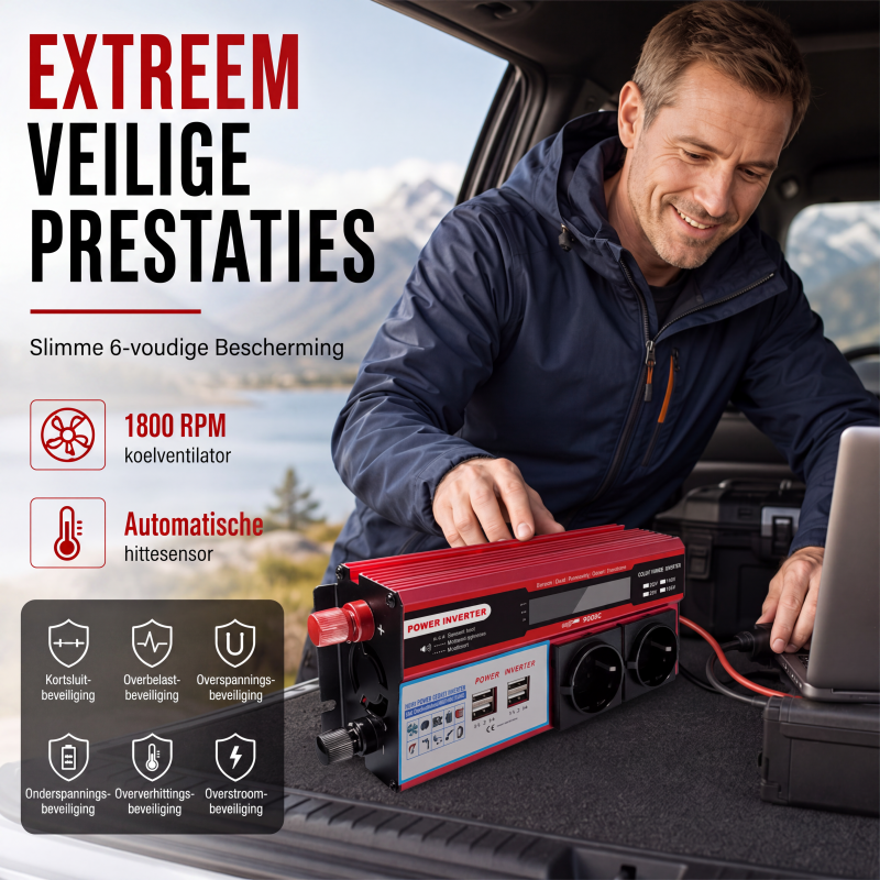 ⚡Krachtige auto-omvormer 12V naar 230V