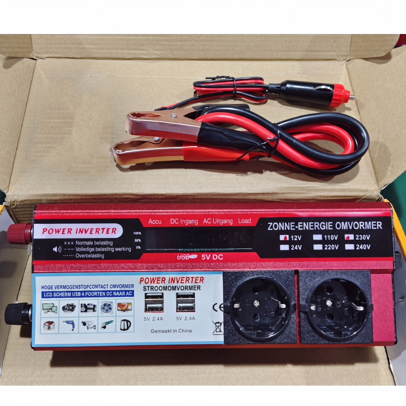 ⚡Krachtige auto-omvormer 12V naar 230V
