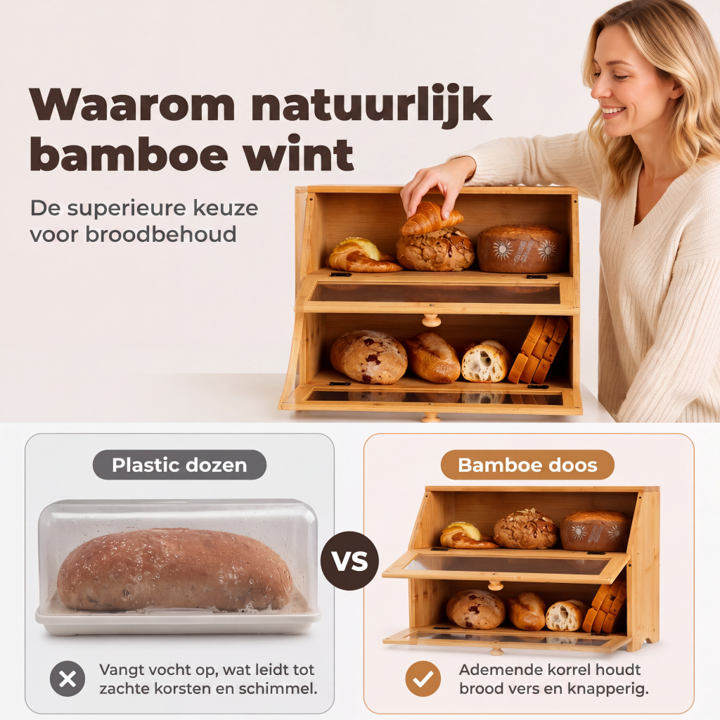 Dubbellaags bamboe broodtrommel