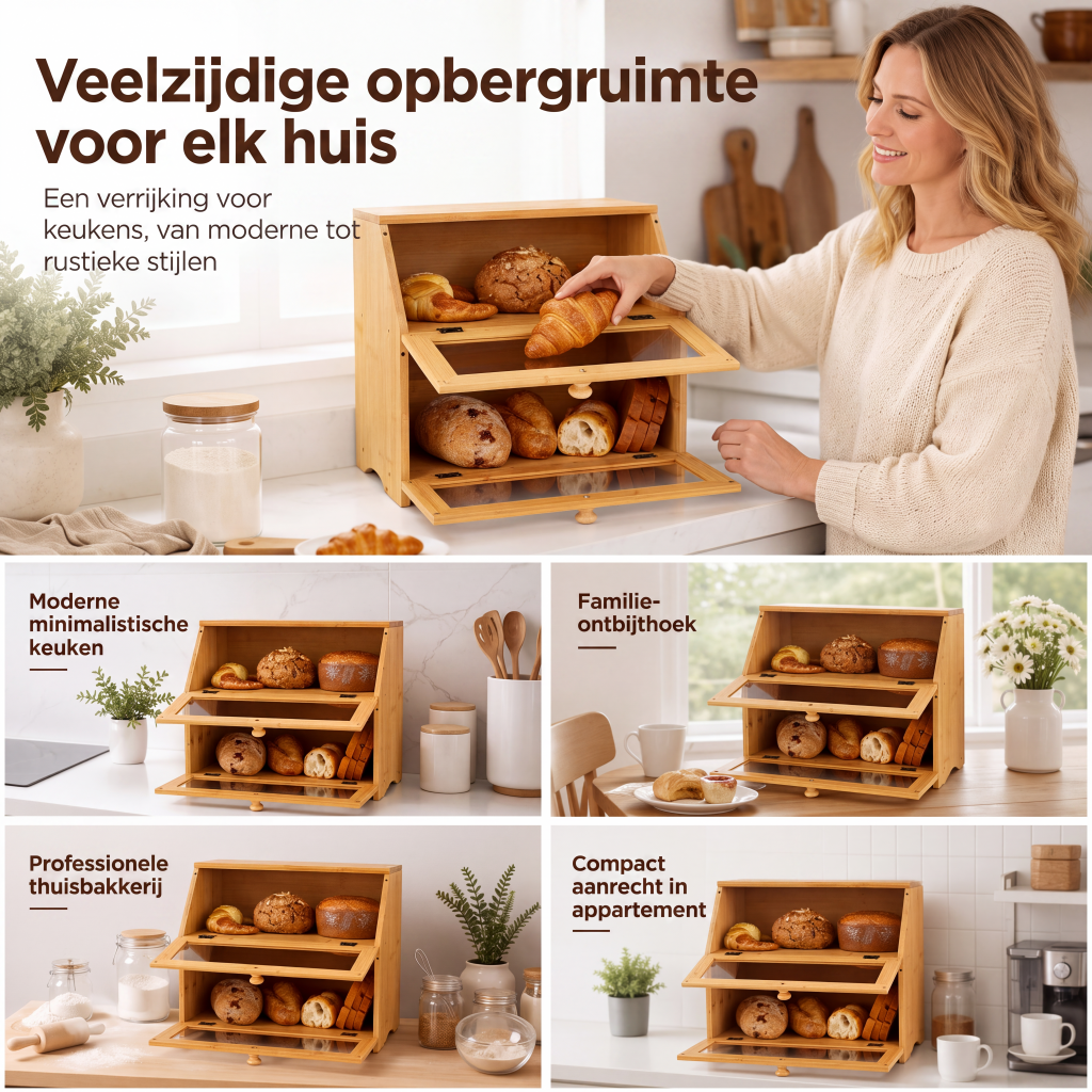 Dubbellaags bamboe broodtrommel