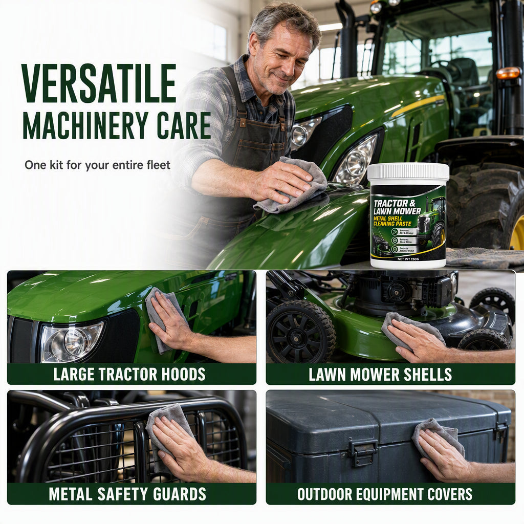 🚜  Zeer krachtige reinigingspasta voor metaal – Spiegelglans & vetoplossend voor grasmaaiers en tuintractoren 🛠️